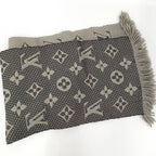 Louis Vuitton Scarf Escherve Logomania Wool Silk Light Gray — view 4