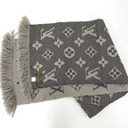 Louis Vuitton Scarf Escherve Logomania Wool Silk Light Gray — view 3