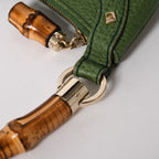 Gucci Bamboo Anita Hobo Handbag Leather Studs Green Gold — view 5