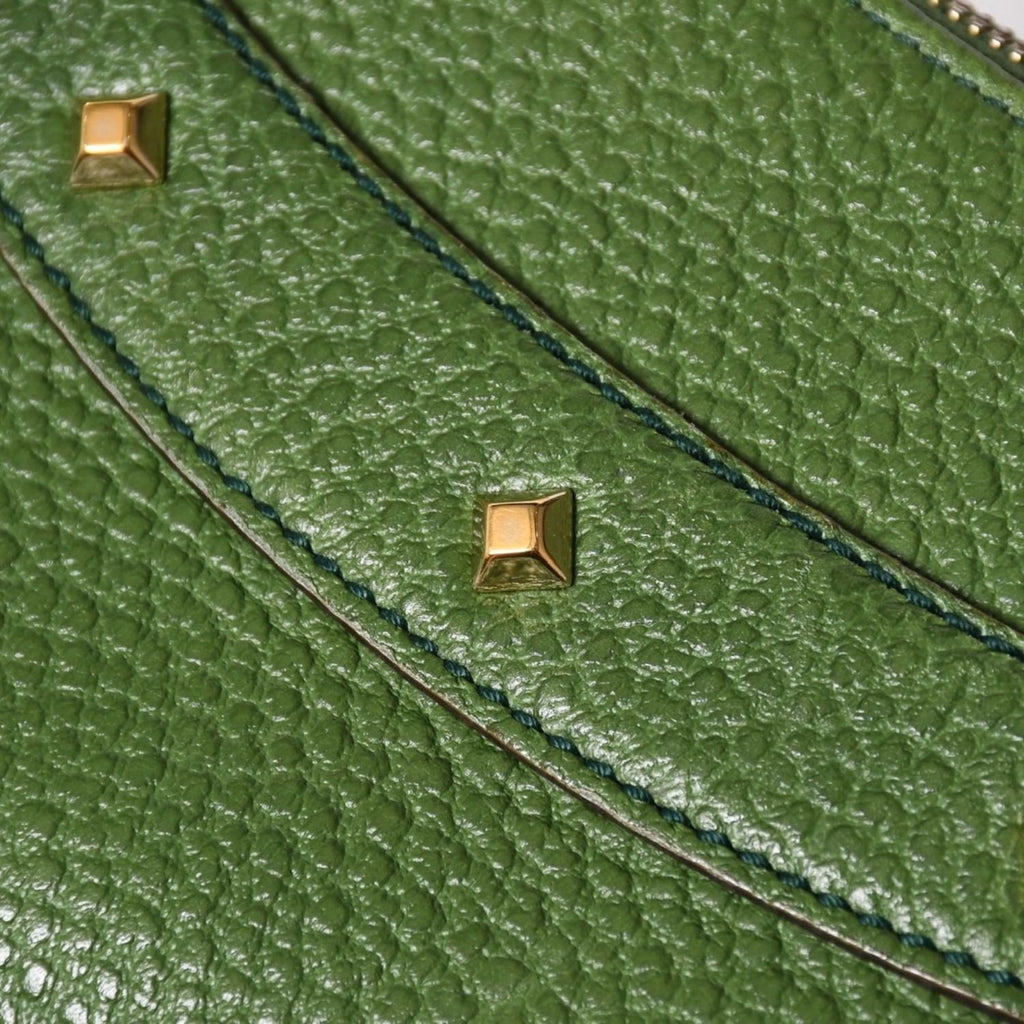 Gucci Bamboo Anita Hobo Handbag Leather Studs Green Gold — view 8