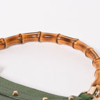Gucci Bamboo Anita Hobo Handbag Leather Studs Green Gold — view 7
