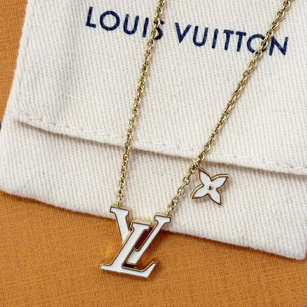 Louis Vuitton Pendant Logo LV Iconic Enamel Gold White