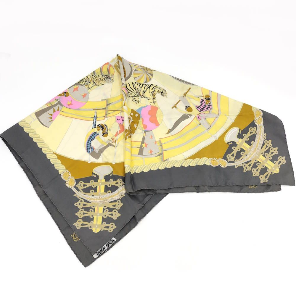 Hermes Carre 90 Scarf Circus 100% Silk Gray Xmulticolor — view 3