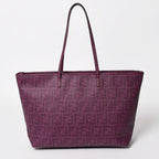 Fendi Tote Bag Purple White Floral Pattern Zucca Canvas — view 2