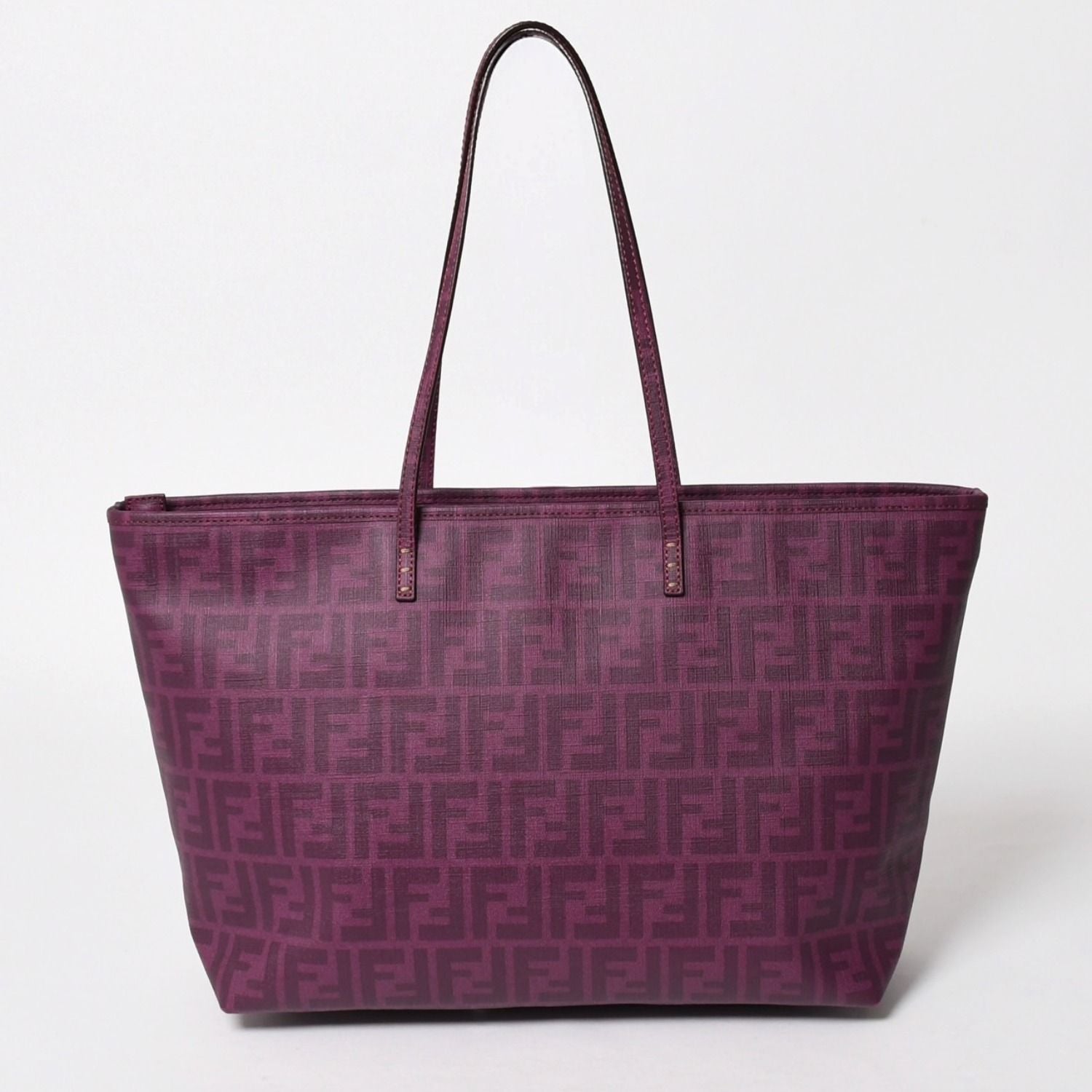 Fendi Tote Bag Purple White Floral Pattern Zucca Canvas — view 2