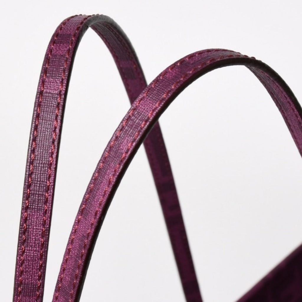 Fendi Tote Bag Purple White Floral Pattern Zucca Canvas — view 5