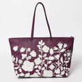 Fendi Tote Bag Purple White Floral Pattern Zucca Canvas