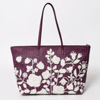 Fendi Tote Bag Purple White Floral Pattern Zucca Canvas