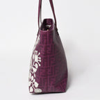 Fendi Tote Bag Purple White Floral Pattern Zucca Canvas — view 4