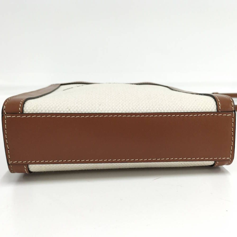 Celine Mini Vertical Cover 2-Way Shoulder Bag Canvas Leather Ivory — view 8