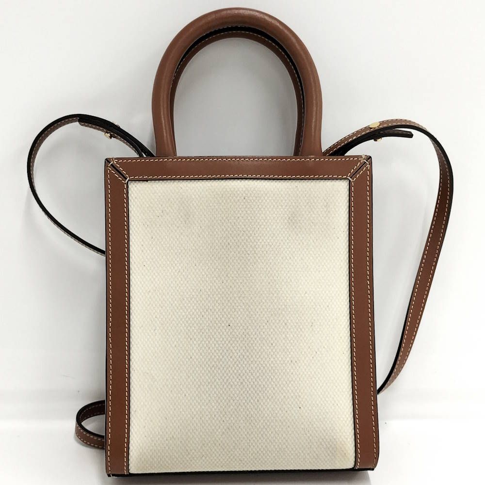 Celine Mini Vertical Cover 2-Way Shoulder Bag Canvas Leather Ivory — view 2