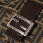 Fendi Zucca Pattern Mamma Baguette Shoulder Bag Canvas Leather Brown FF Buckle — view 8