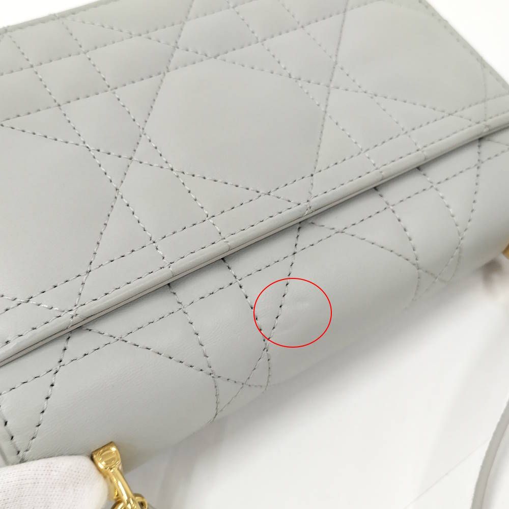 Dior Miscaro Mini Bag Macro Cannage Lambskin Light Gray — view 7