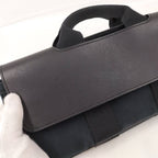 Hermes Valparaiso Handbag Leather Canvas Black — view 7