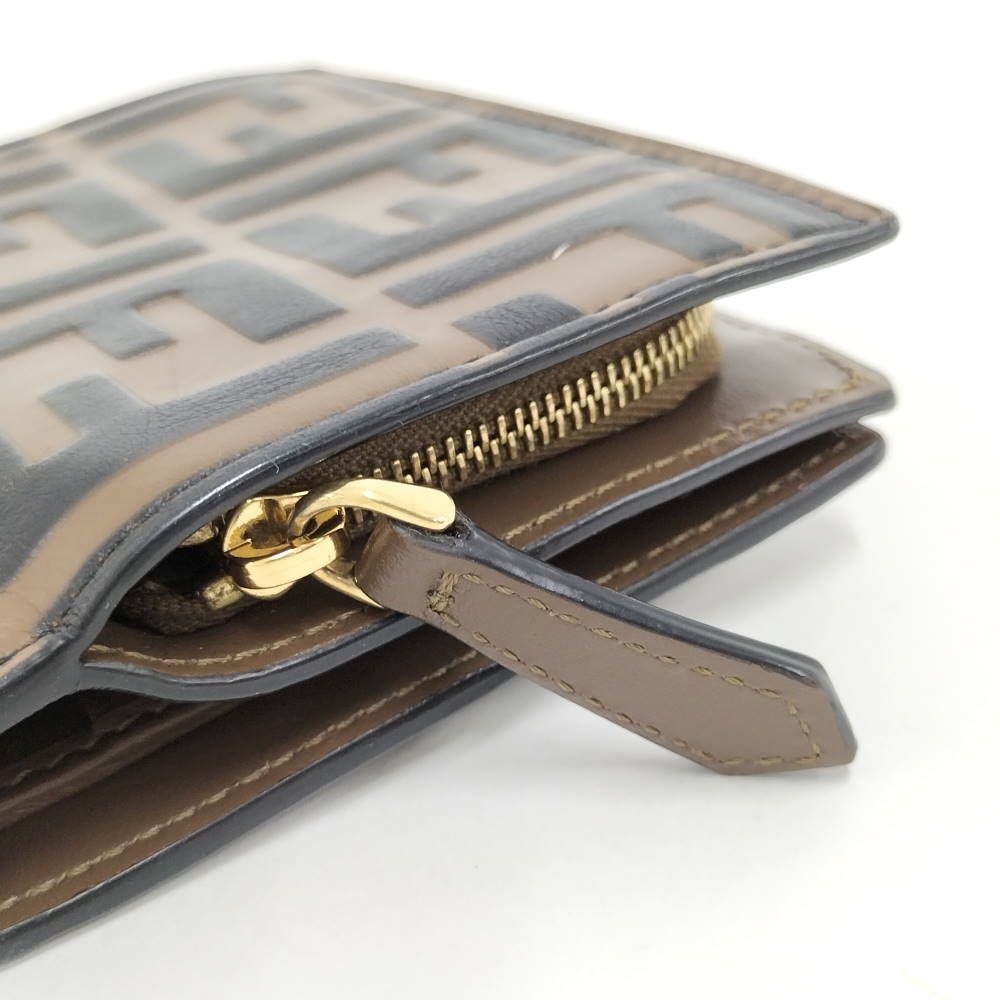 Fendi Compact Wallet F's Leather Khaki — view 6
