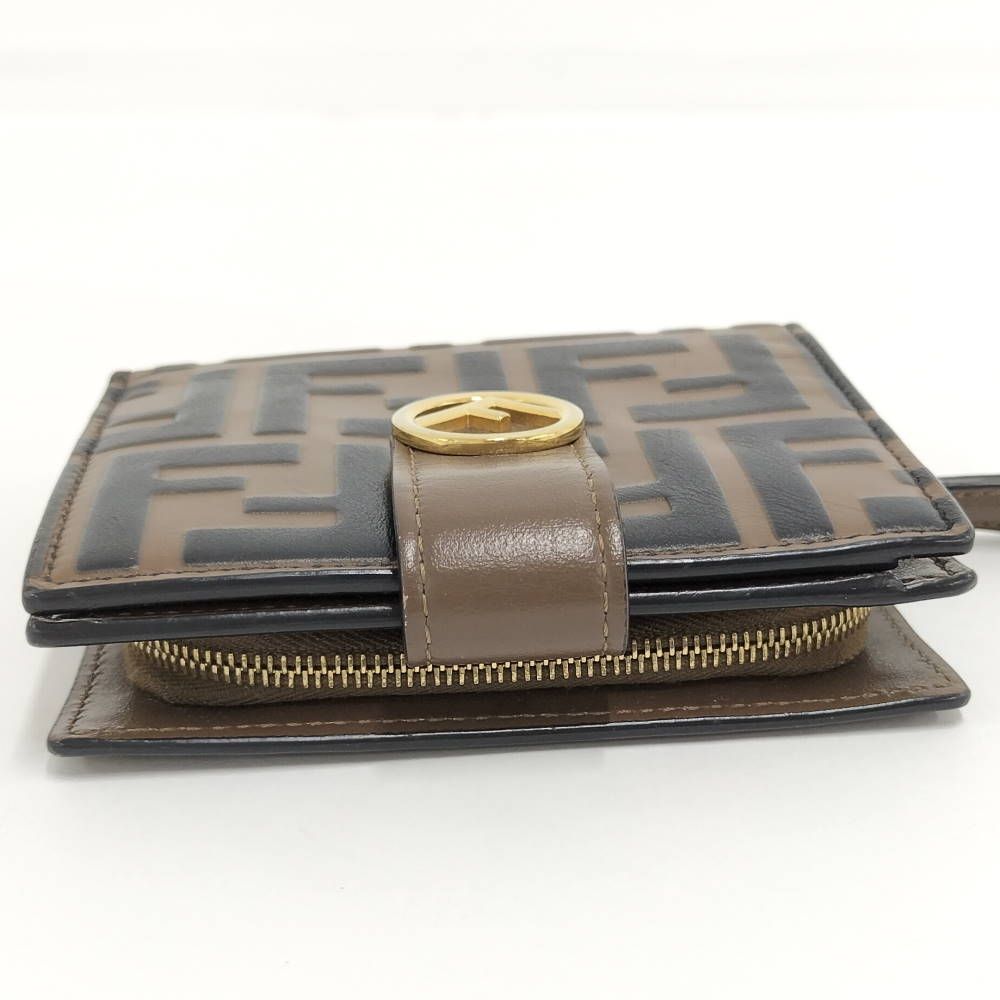 Fendi Compact Wallet F's Leather Khaki — view 5