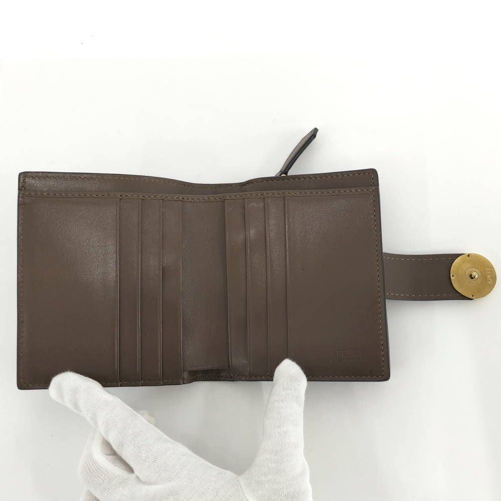 Fendi Compact Wallet F's Leather Khaki — view 2