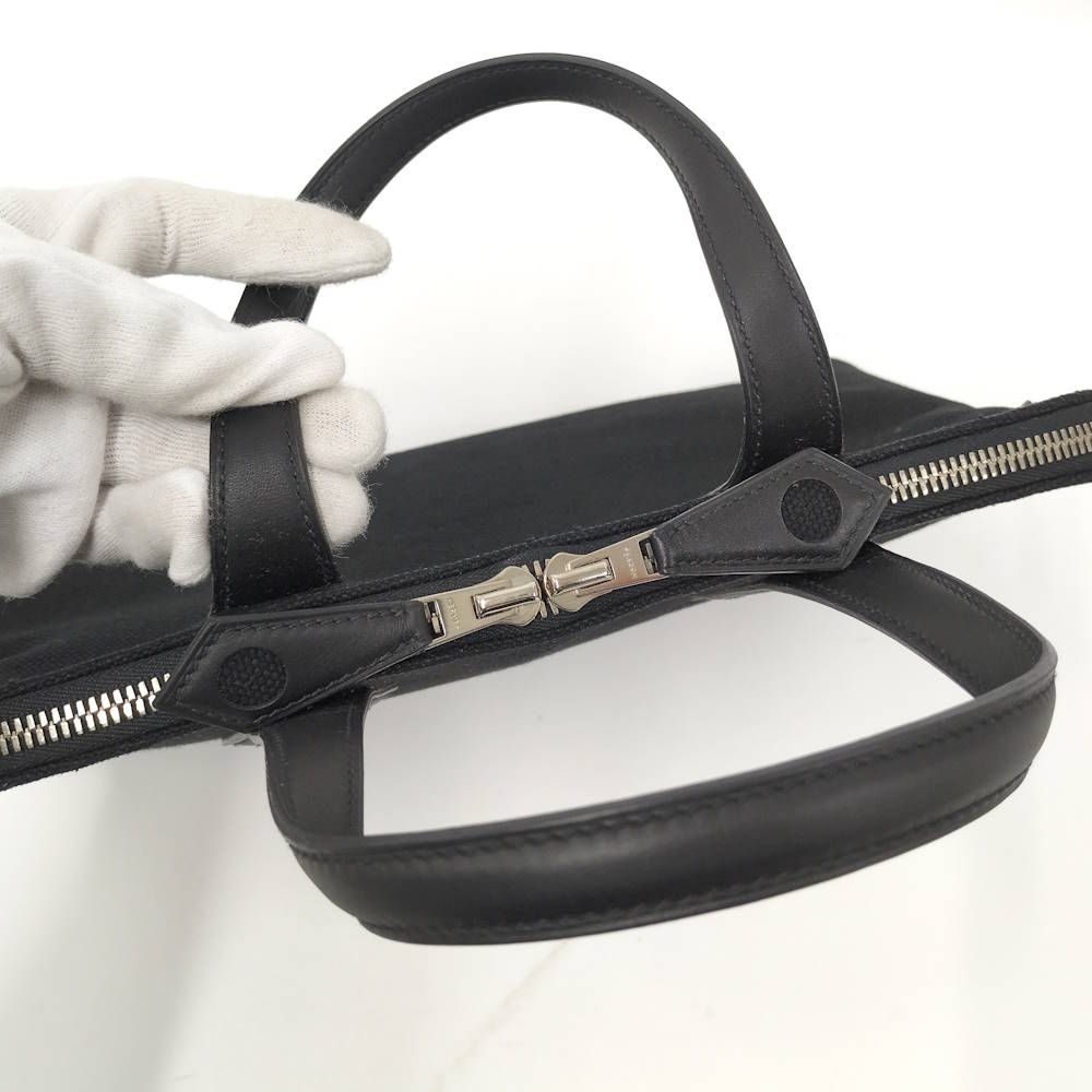 Hermes Sac Eve MM Handbag Toile Ash Leather Black — view 6