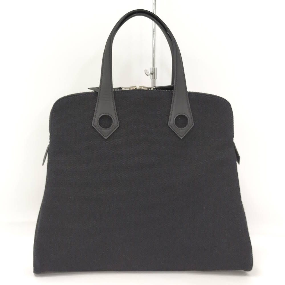 Hermes Sac Eve MM Handbag Toile Ash Leather Black — view 2