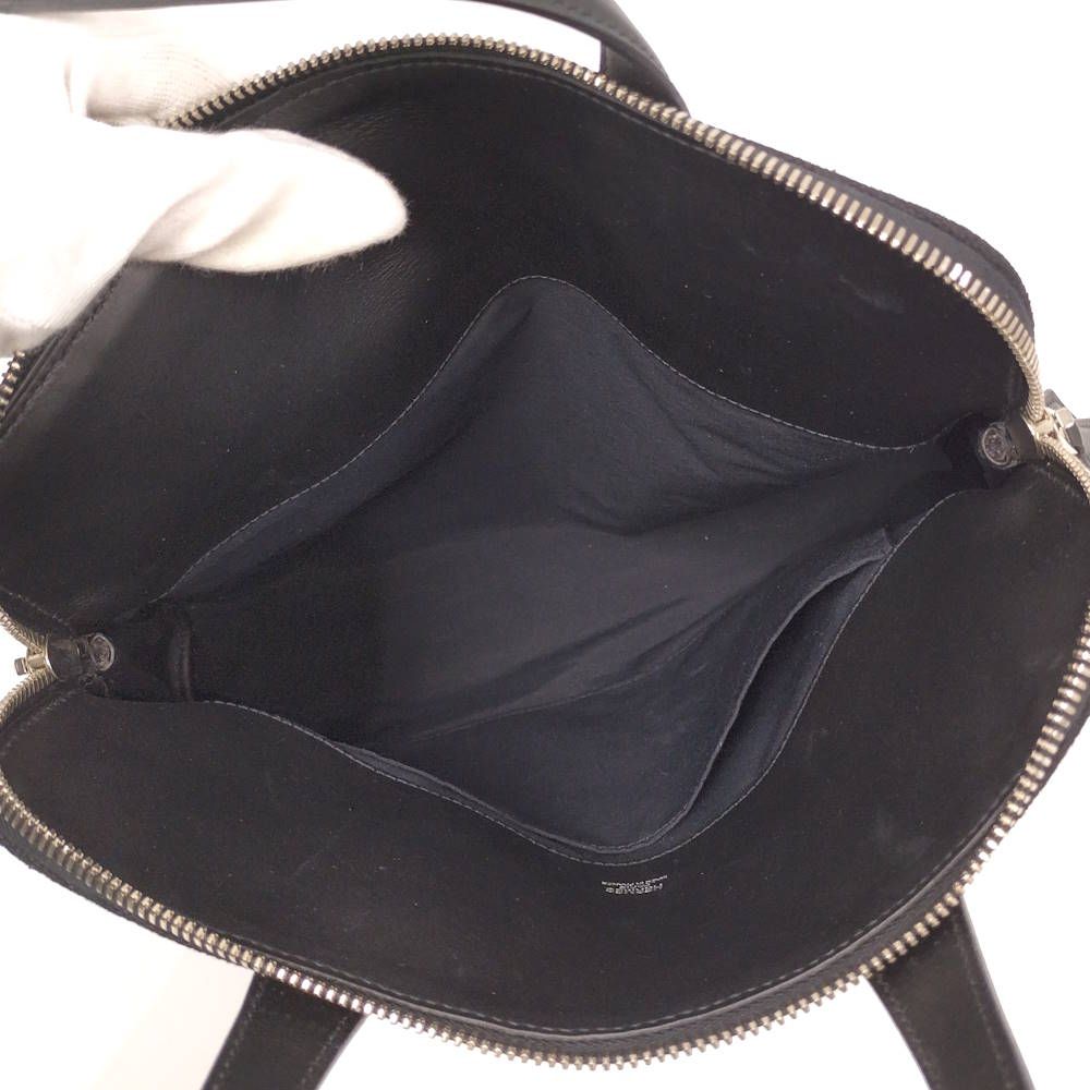 Hermes Sac Eve MM Handbag Toile Ash Leather Black — view 8