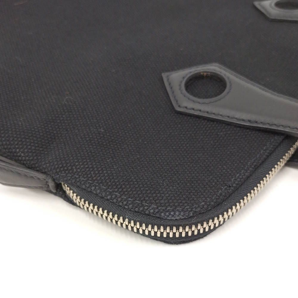 Hermes Sac Eve MM Handbag Toile Ash Leather Black — view 4