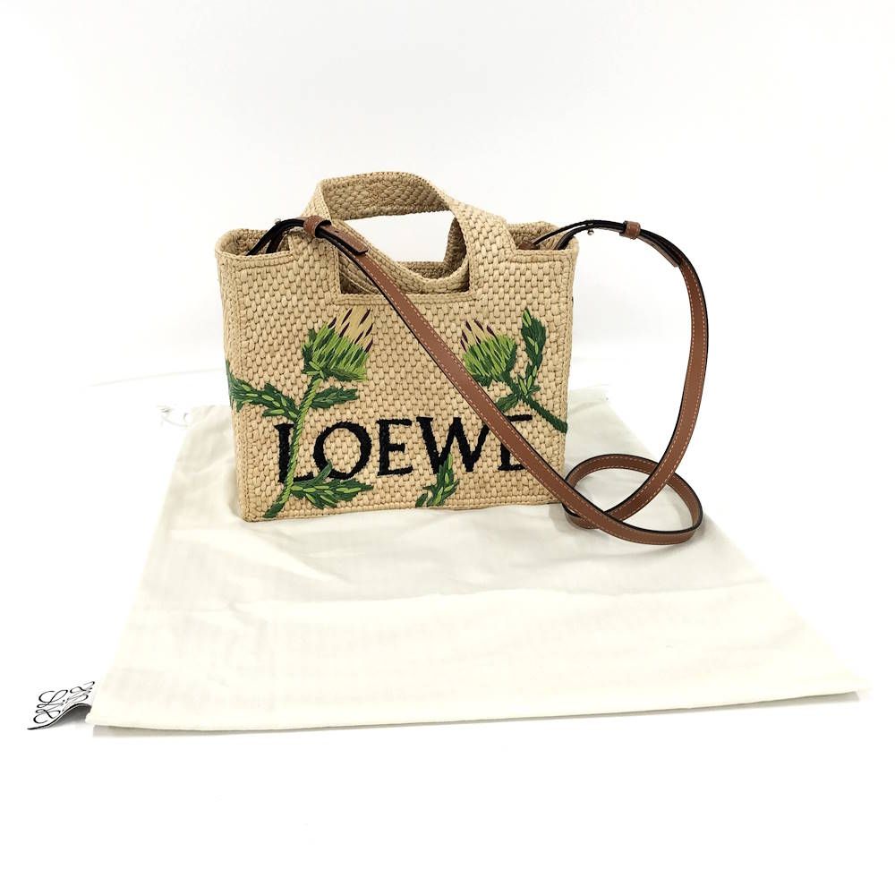 Loewe Font Small Tote Bag Raffia — view 8