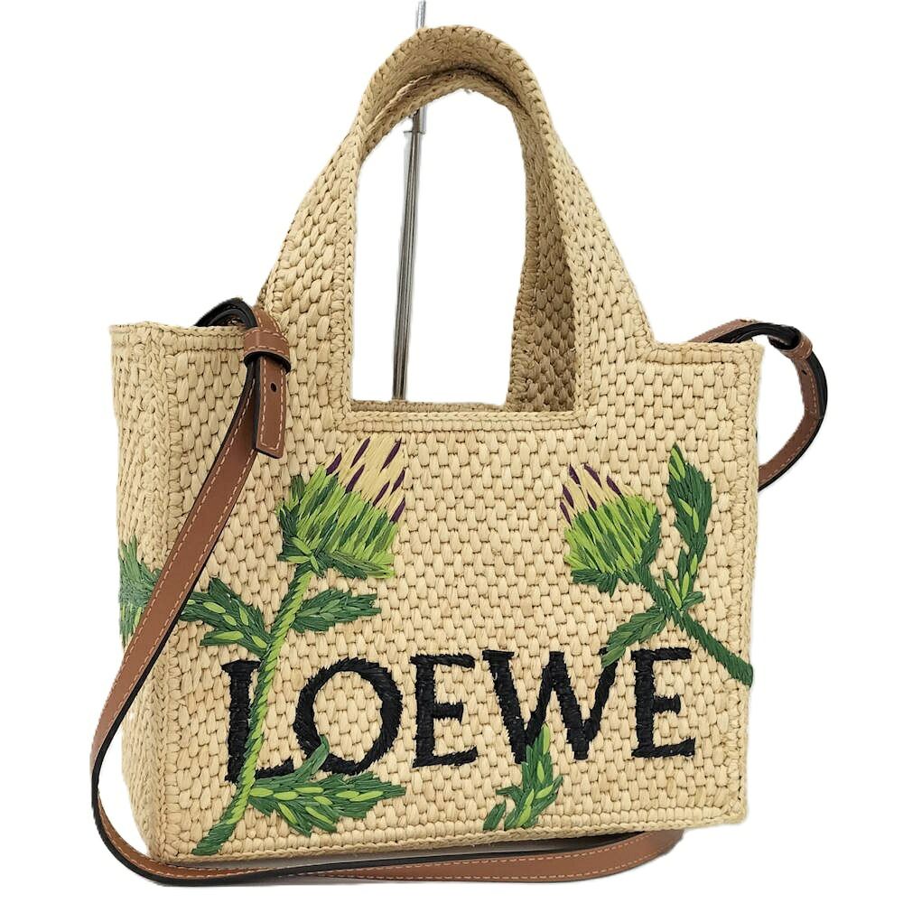 Loewe Font Small Tote Bag Raffia