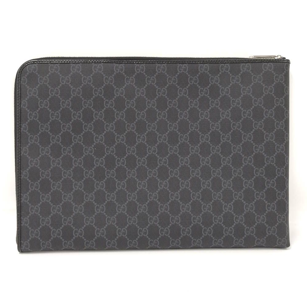 Gucci GG Supreme Clutch Gray Leather — view 2