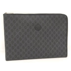 Gucci GG Supreme Clutch Gray Leather
