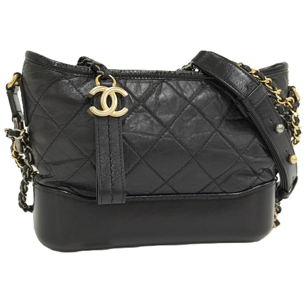 Chanel Gabriel Chain Shoulder Bag Leather Black