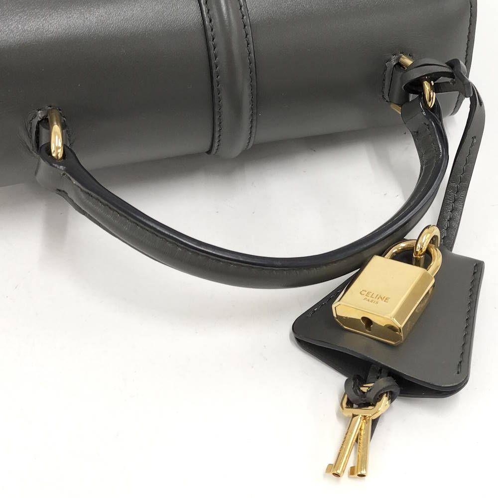 Celine Handbag Mini 16 Leather Gray Gold — view 6