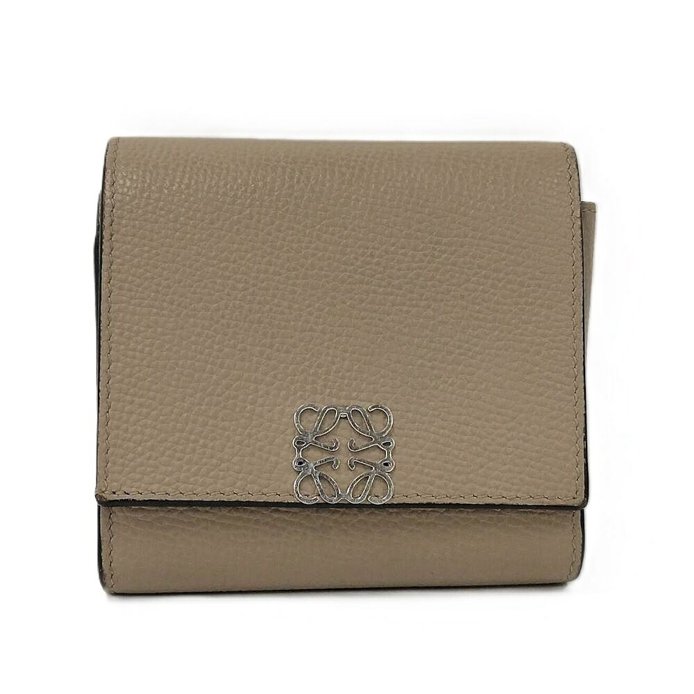 Loewe Compact Wallet Leather Beige