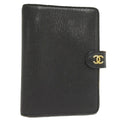 Chanel Notebook Cover CC Logo Gold Leather Black Agenda