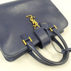 Saint Laurent Cabas Small Handbag Leather Navy — view 6