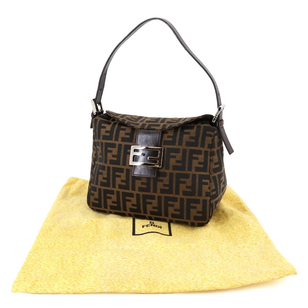 Fendi Zucca Mamma Baguette Shoulder Bag Canvas Leather Brown — view 2