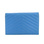 Saint Laurent Cassandra Envelope Chain Wallet Leather Blue Gold Shoulder Bag — view 2