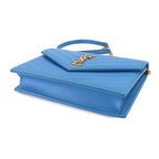 Saint Laurent Cassandra Envelope Chain Wallet Leather Blue Gold Shoulder Bag — view 4
