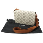 Celine Triomphe Flap Messenger Shoulder Bag Leather Ecru — view 2