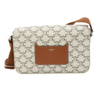 Celine Triomphe Flap Messenger Shoulder Bag Leather Ecru — view 3
