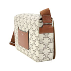 Celine Triomphe Flap Messenger Shoulder Bag Leather Ecru — view 4