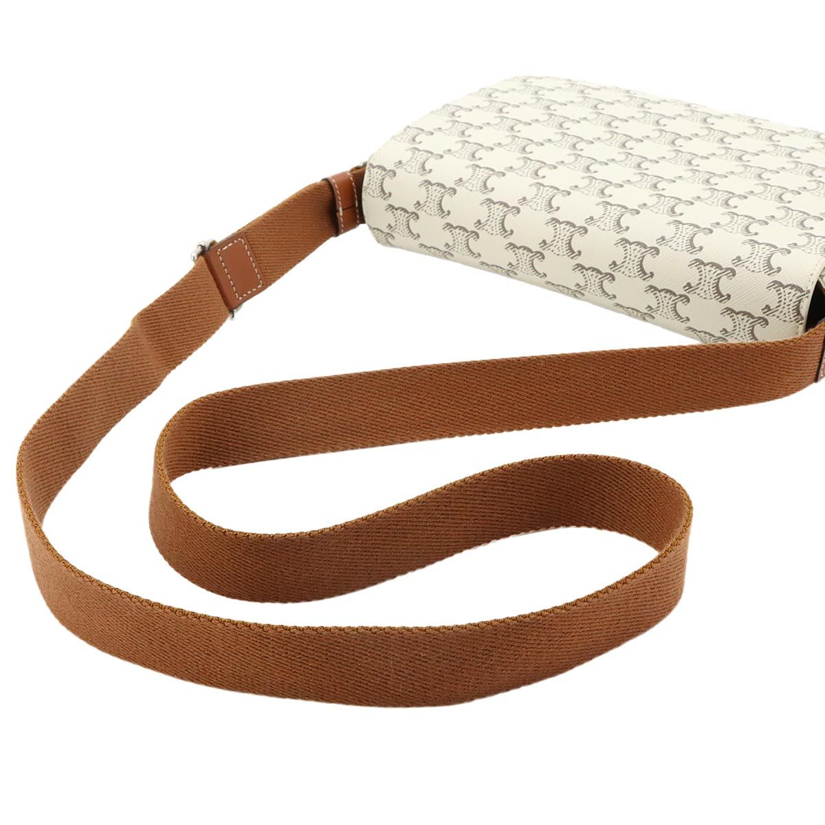 Celine Triomphe Flap Messenger Shoulder Bag Leather Ecru — view 6