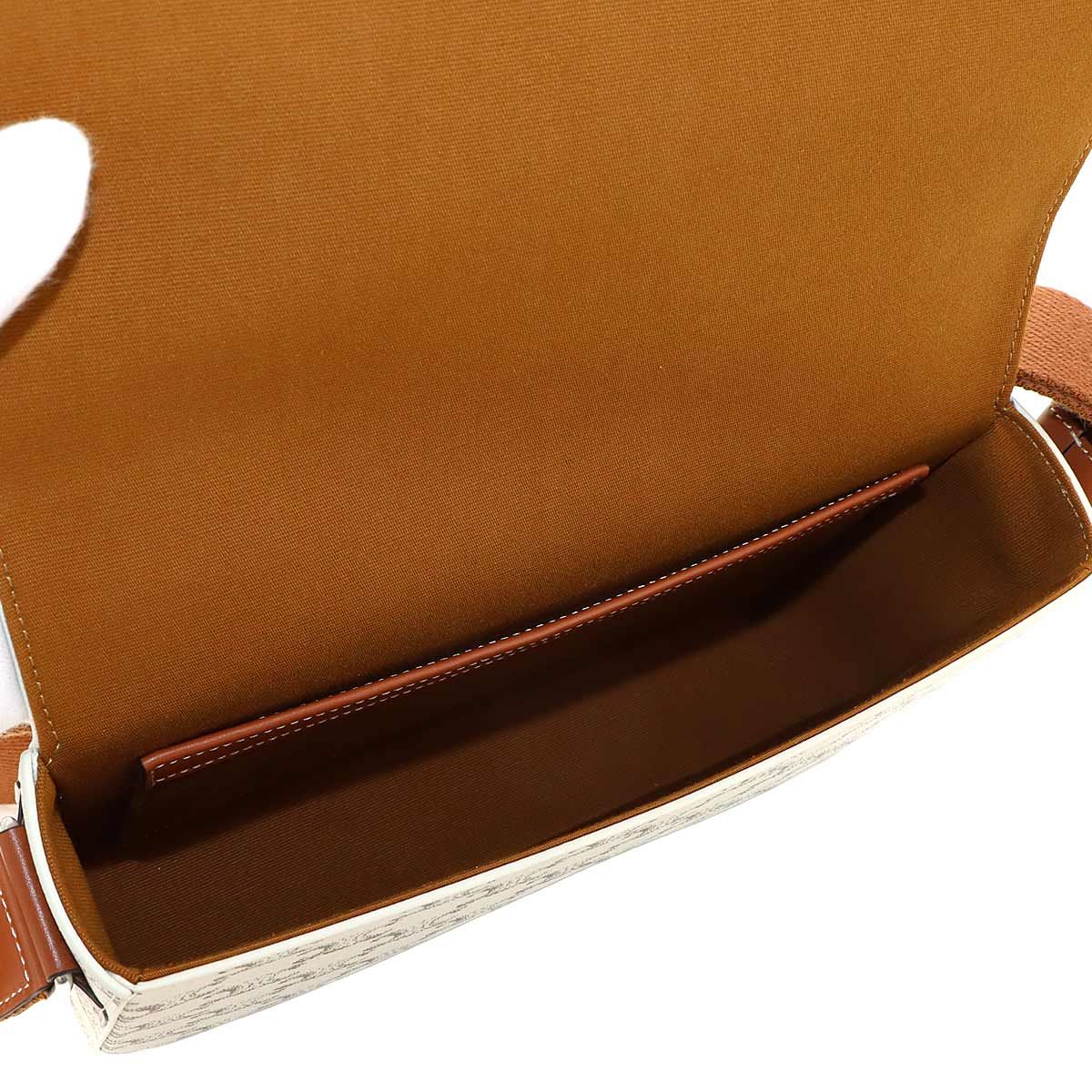 Celine Triomphe Flap Messenger Shoulder Bag Leather Ecru — view 7