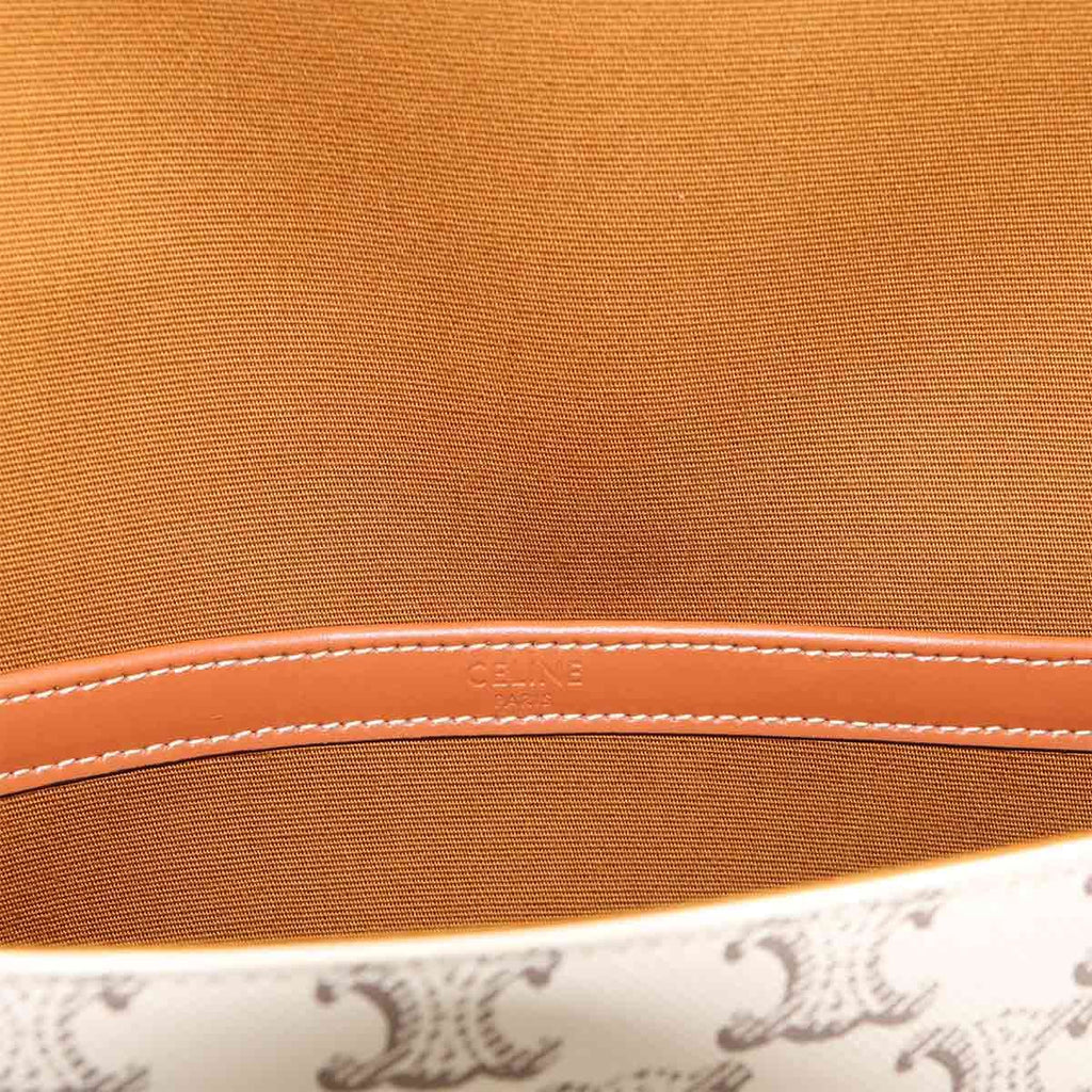 Celine Triomphe Flap Messenger Shoulder Bag Leather Ecru — view 8