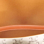 Celine Triomphe Flap Messenger Shoulder Bag Leather Ecru — view 8