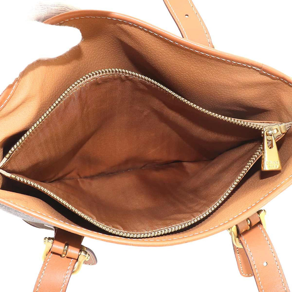 Celine Macadam Hand Bag Leather Brown Gold Vintage — view 6