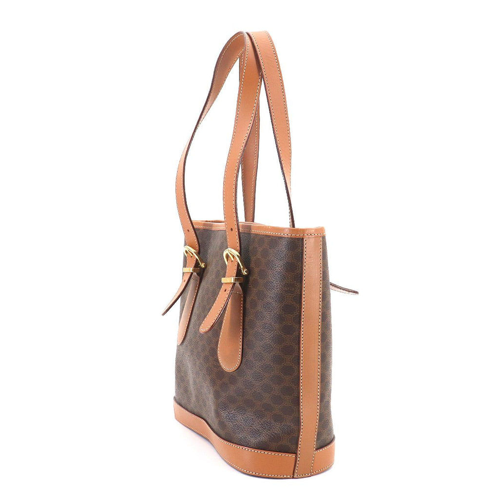 Celine Macadam Hand Bag Leather Brown Gold Vintage — view 3