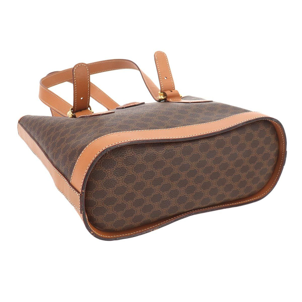 Celine Macadam Hand Bag Leather Brown Gold Vintage — view 4