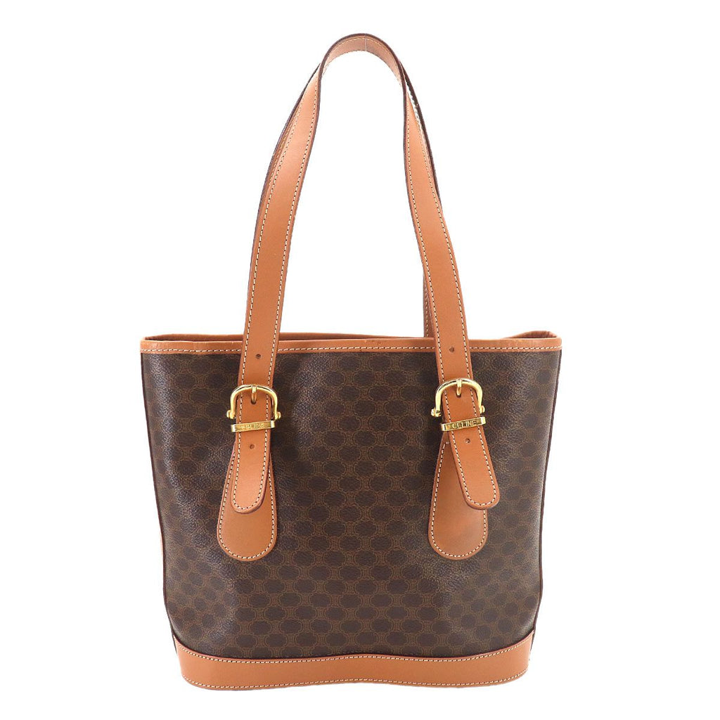 Celine Macadam Hand Bag Leather Brown Gold Vintage — view 2