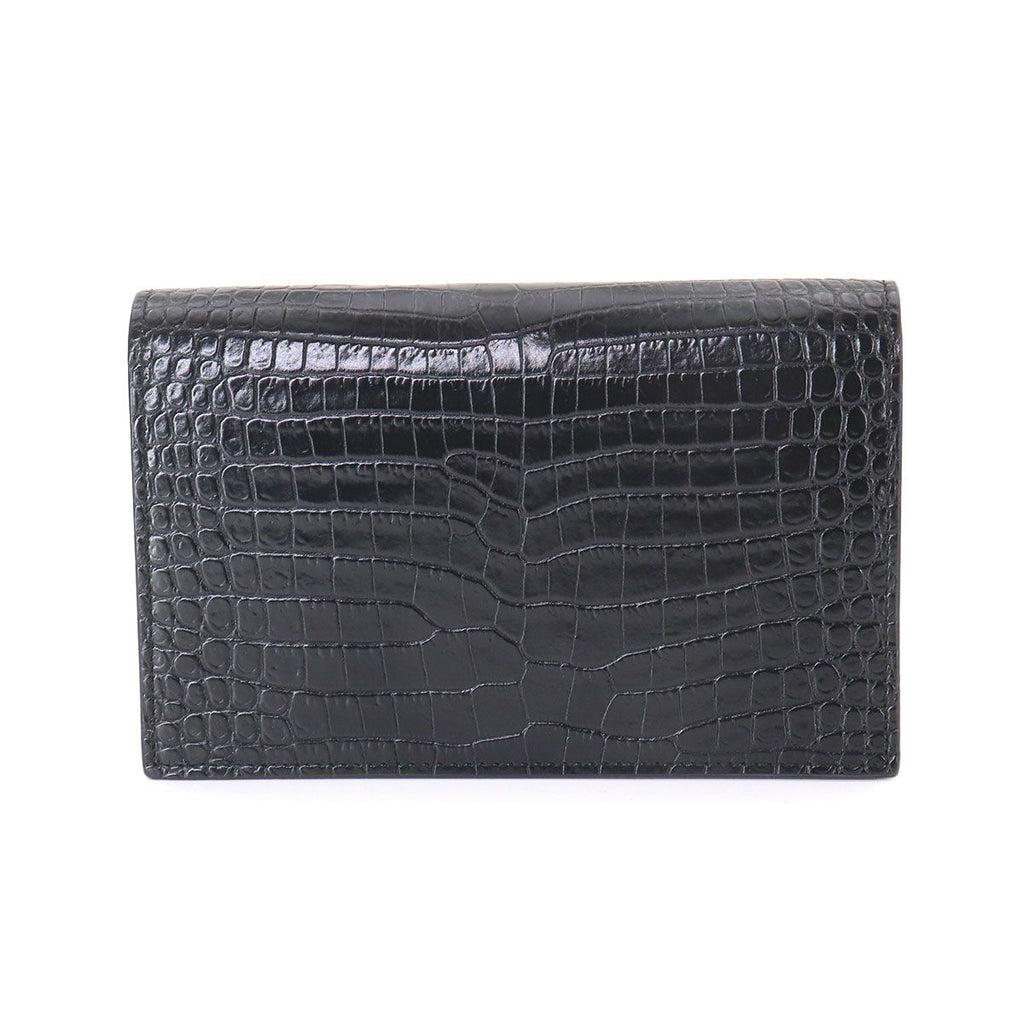 Saint Laurent Kate Chain Wallet Bifold Croco Shoulder Bag — view 2