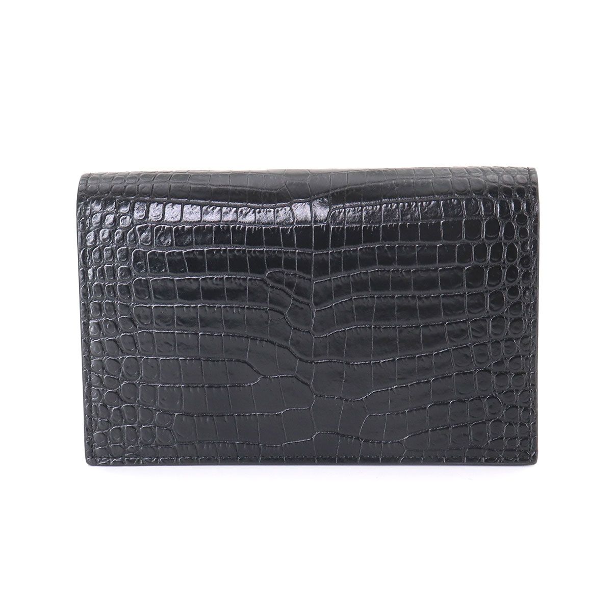 Saint Laurent Kate Chain Wallet Bifold Croco Shoulder Bag — view 2